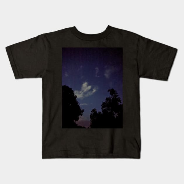 Hello Down There - starry cloudy night sky Kids T-Shirt by aeolia